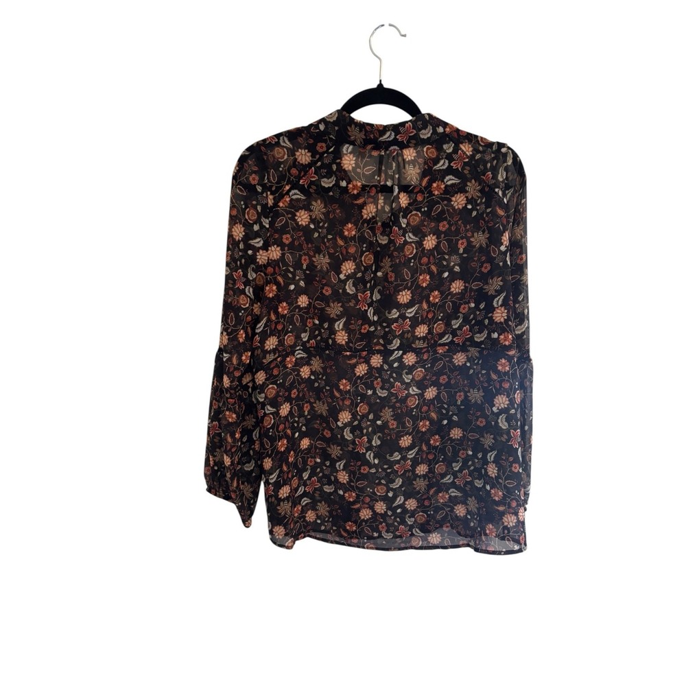 Soft Surroundings Sheer Floral Blouse Womens Medium Bell Sleeve Whimsigoth Top - Picture 2 of 6